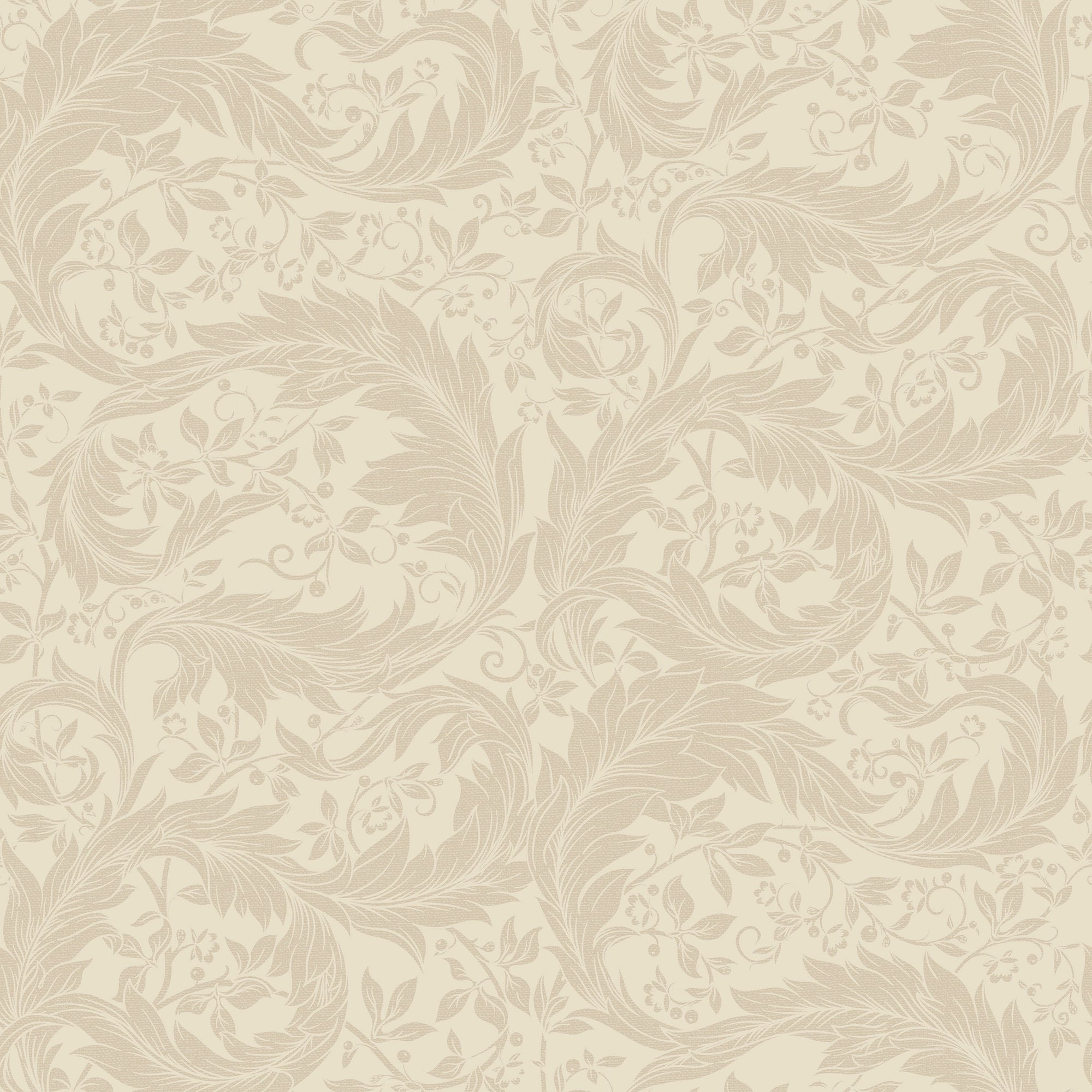 Enchanted Leaf Wallpaper in Latte on Warm Cream