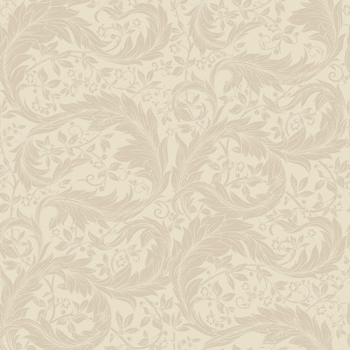 Enchanted Leaf Wallpaper in Latte on Warm Cream