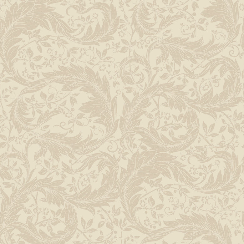 Enchanted Leaf Wallpaper in Latte on Warm Cream