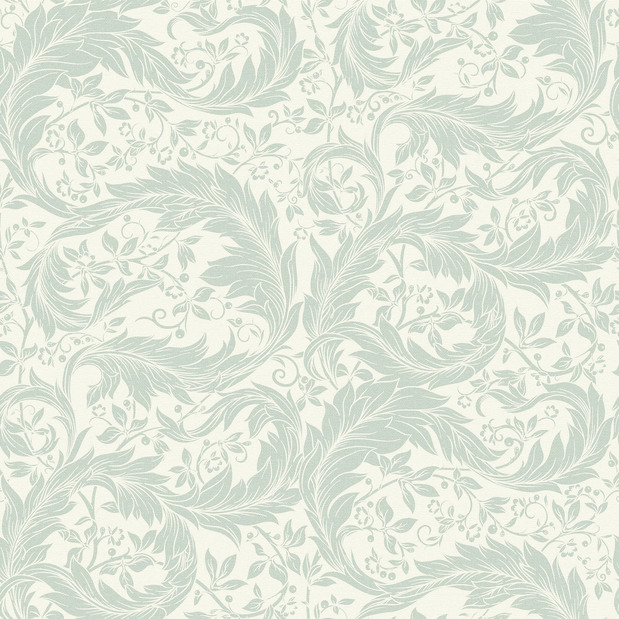 Enchanted Leaf Wallpaper in Sage on Milk Foam