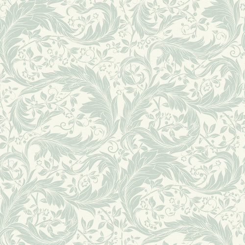 Enchanted Leaf Wallpaper in Sage on Milk Foam