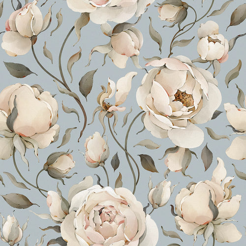Sample of Enchanted Roses Wallpaper in Blush on Mineral Mist