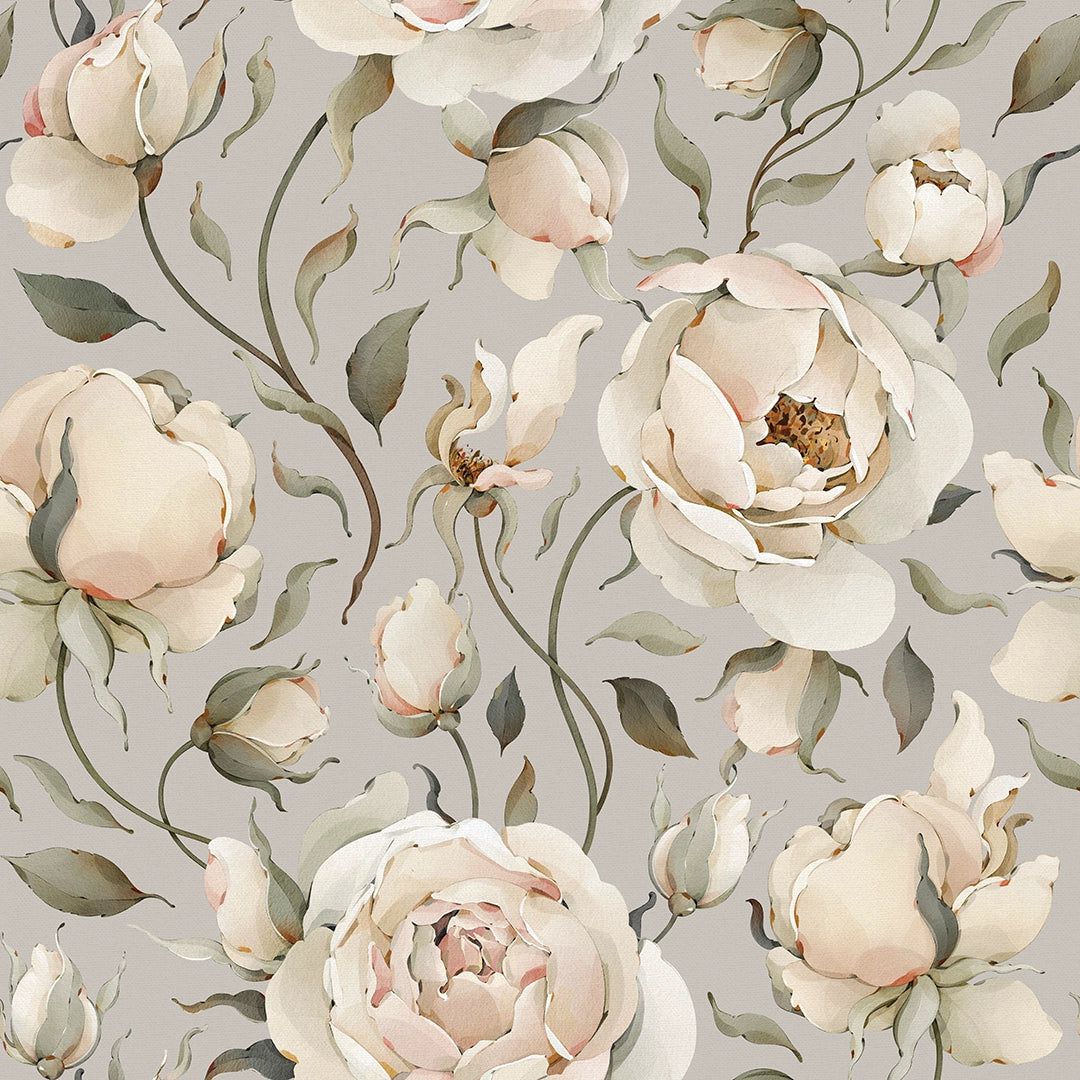 Sample of Enchanted Roses Wallpaper in Blush on Vintage Grey