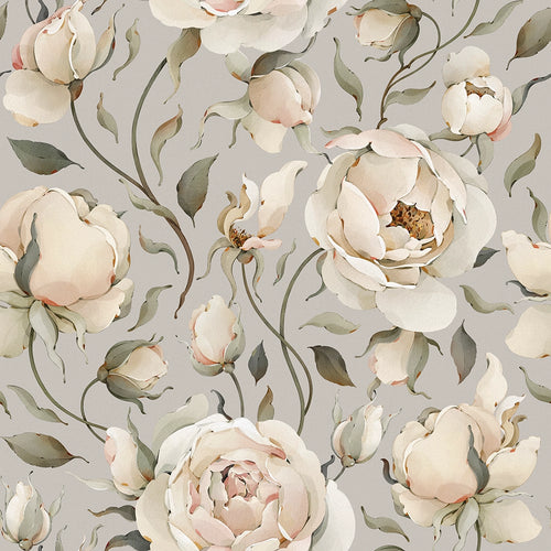 Sample of Enchanted Roses Wallpaper in Blush on Vintage Grey