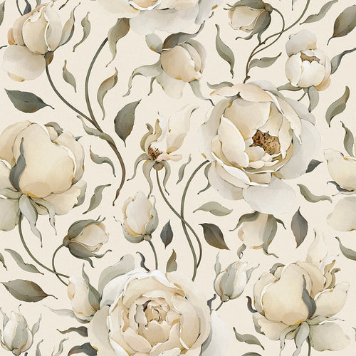 Sample of Enchanted Roses Wallpaper in Ivory on Vintage Cream