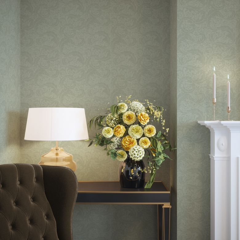 Enchanted Leaf Wallpaper in Sage on Light Sage