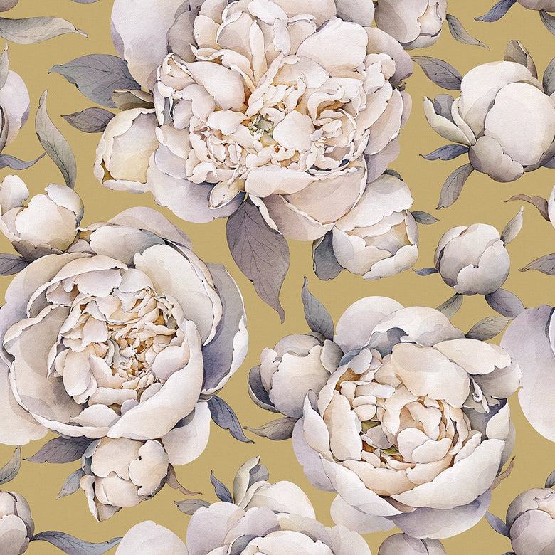Sample of English Garden Peonies Wallpaper in Antique Gold