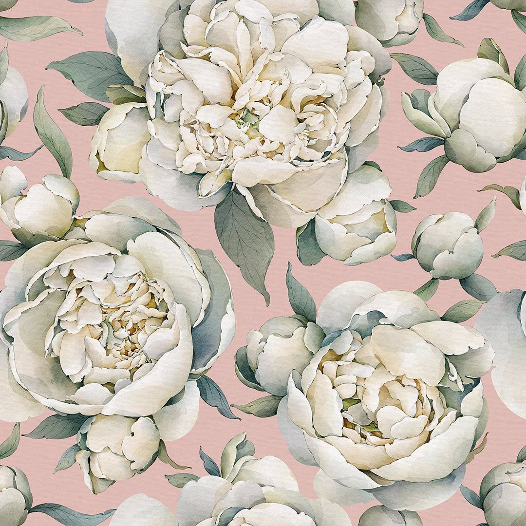 Sample of English Garden Peonies Wallpaper in Dusty Pink