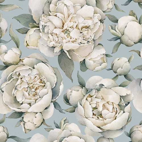 Sample of English Garden Peonies Wallpaper in Mineral Mist