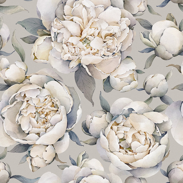 Sample of English Garden Peonies Wallpaper in Vintage Grey