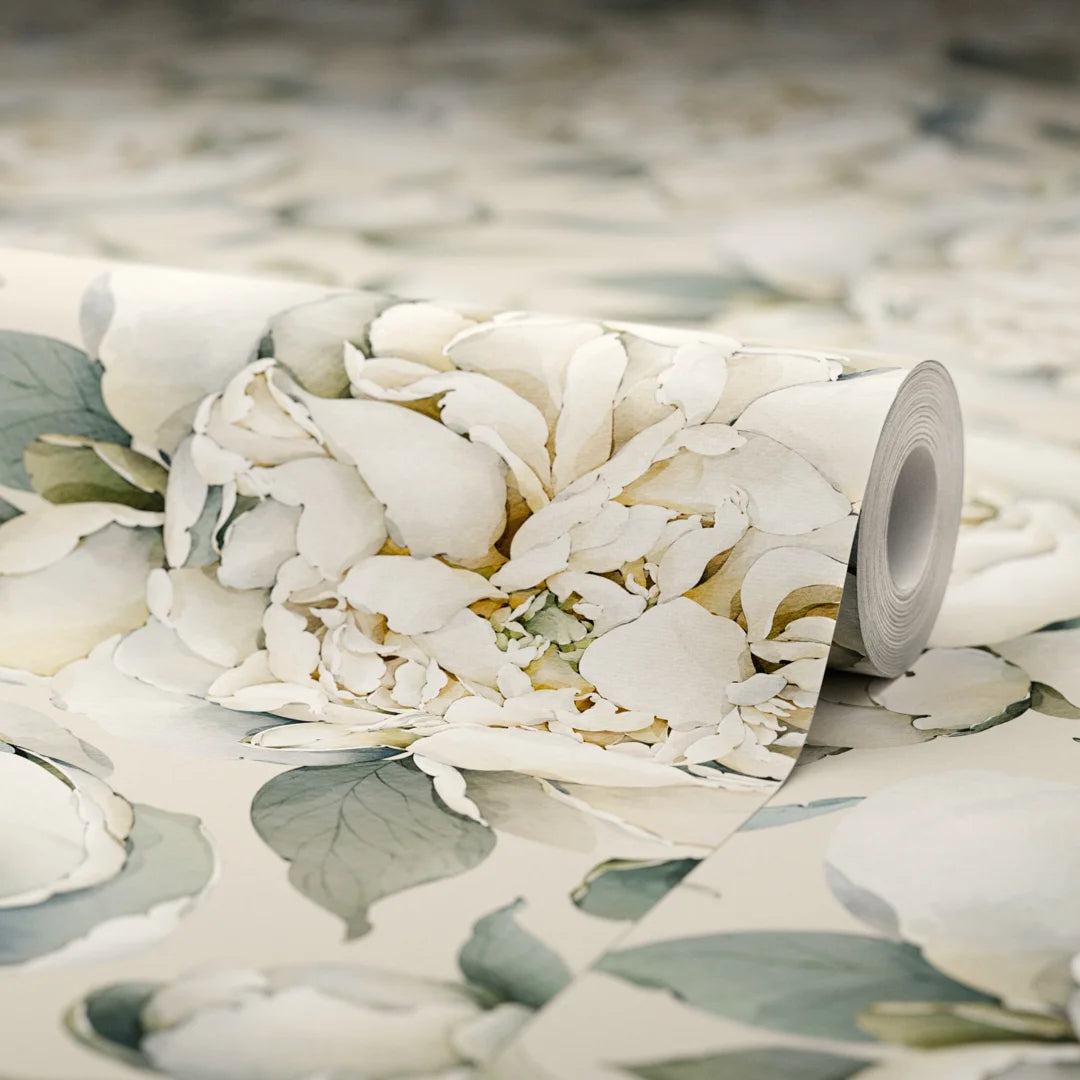 English Garden Peonies Wallpaper in Castle Stone