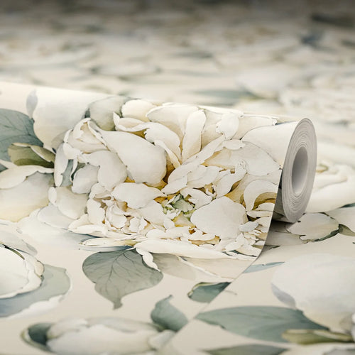 English Garden Peonies Wallpaper in Castle Stone