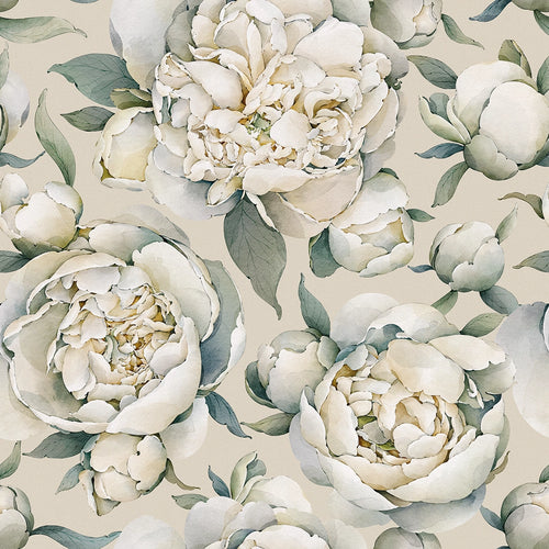 Sample of English Garden Peonies Wallpaper in Castle Stone