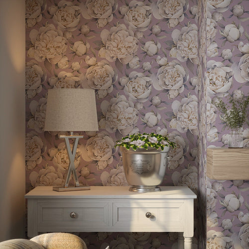 English Garden Peonies Wallpaper in English Lavender
