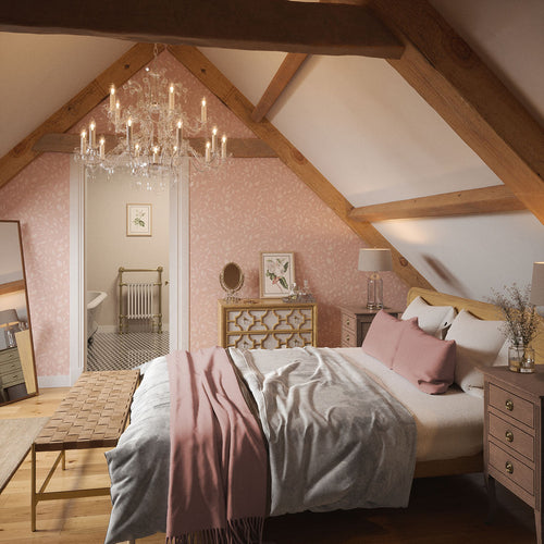 Fallen Foliage Wallpaper in French Pink