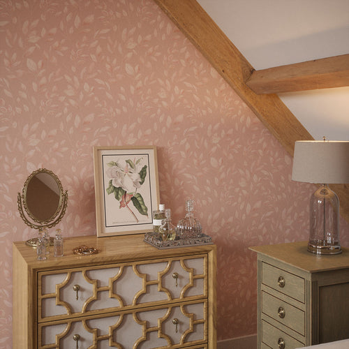 Fallen Foliage Wallpaper in French Pink
