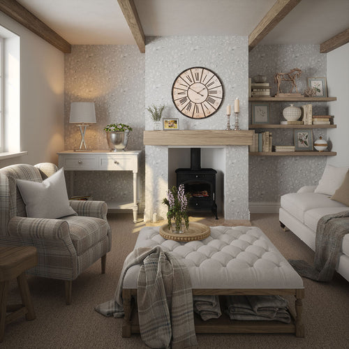 Fallen Foliage Wallpaper in Moon Grey