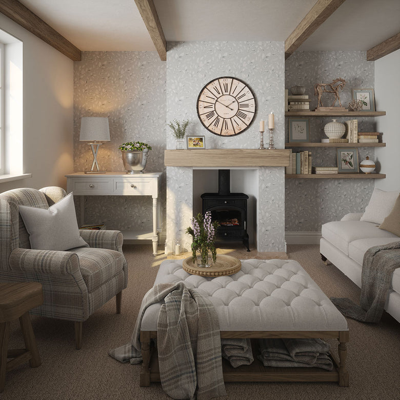 Fallen Foliage Wallpaper in Moon Grey