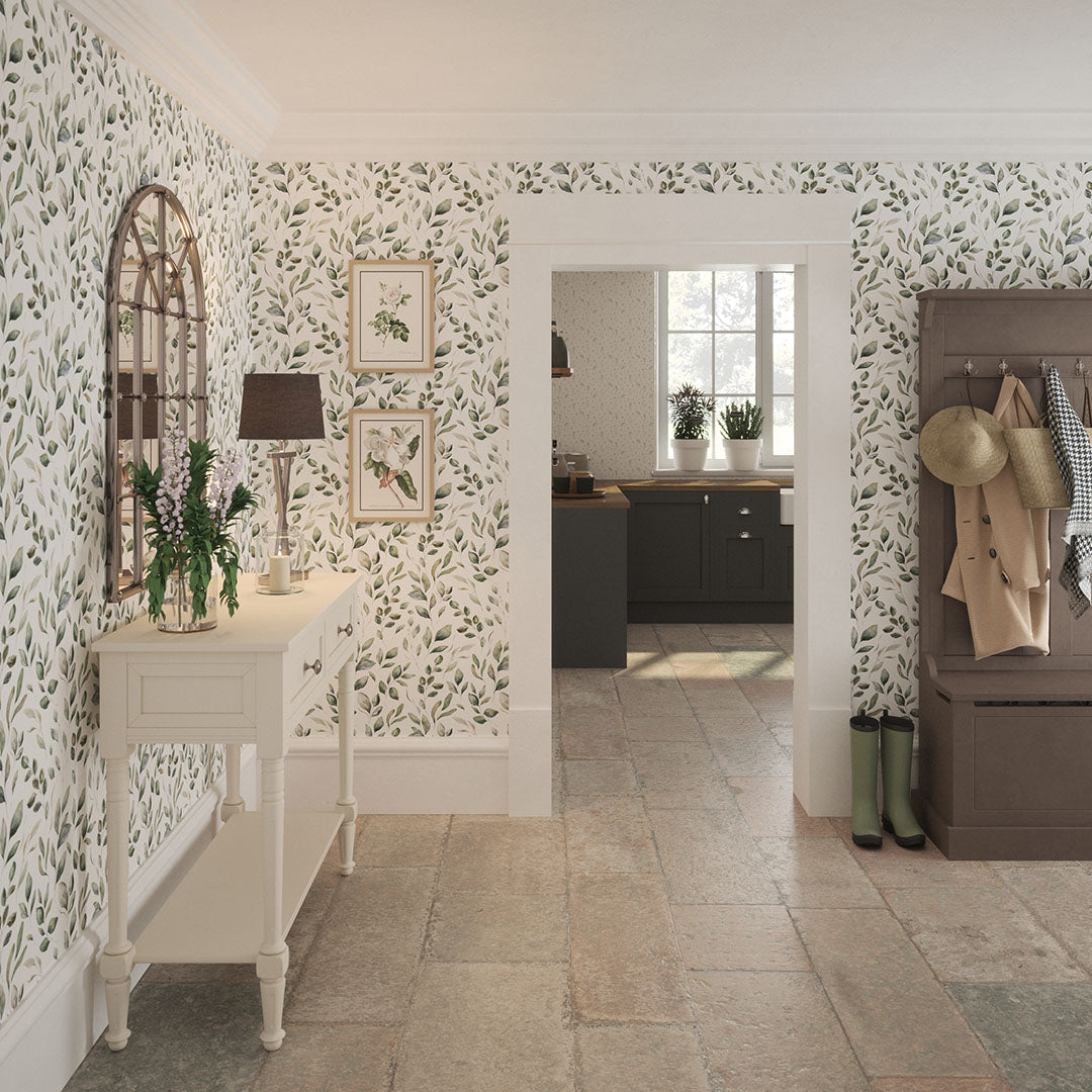 Fallen Foliage Wallpaper in Rustic Greens