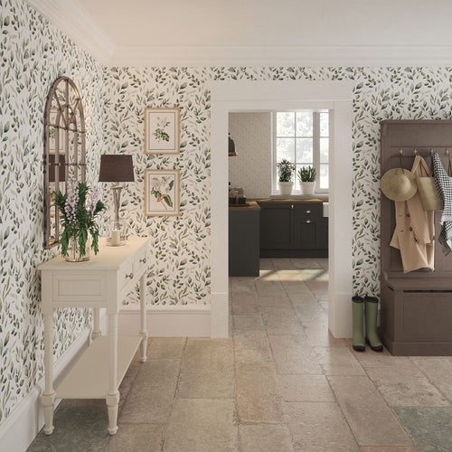 Fallen Foliage Wallpaper in Rustic Greens