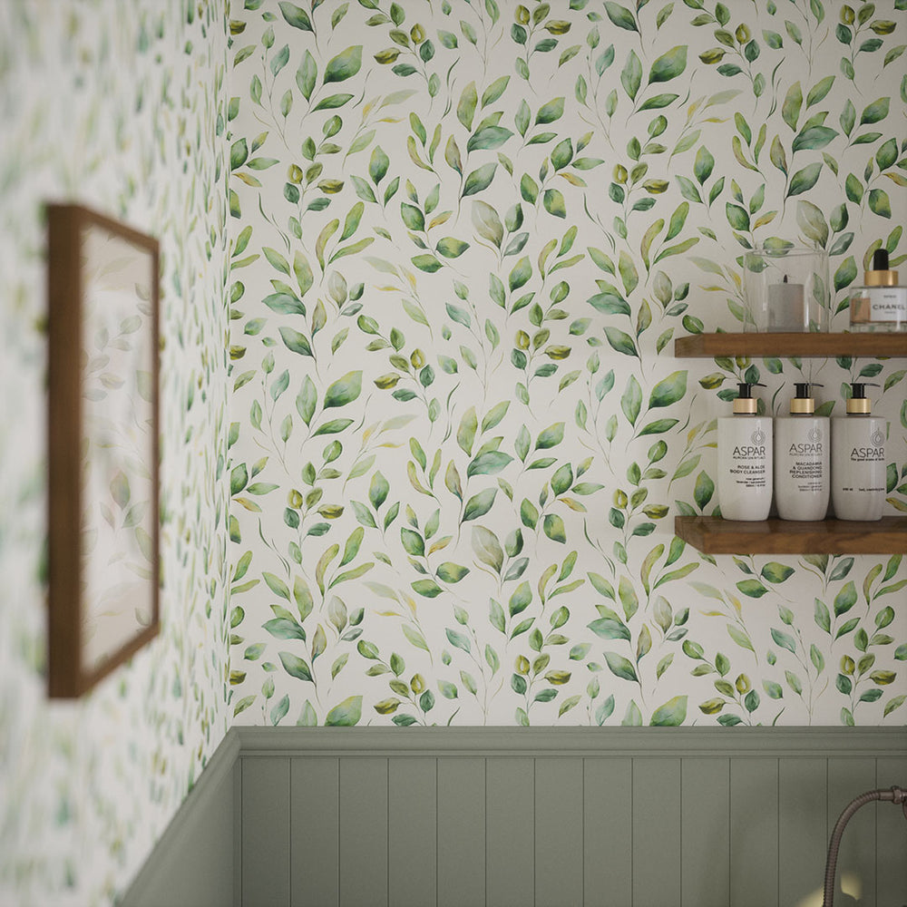 Fallen Foliage Wallpaper in Spring Greens