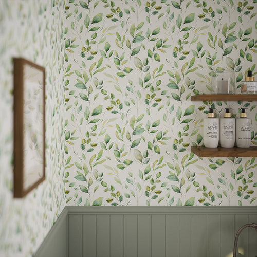 Fallen Foliage Wallpaper in Spring Greens