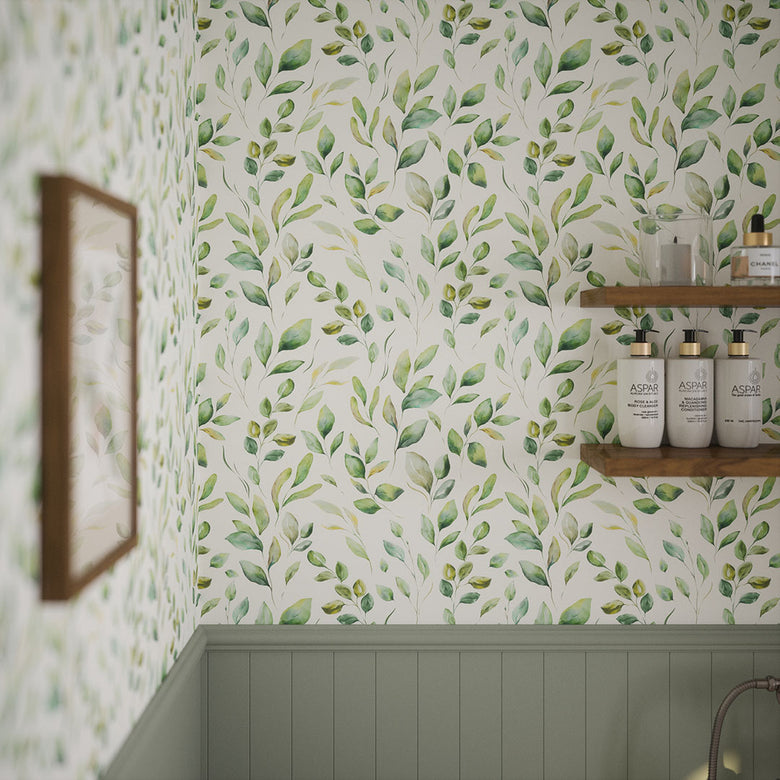Fallen Foliage Wallpaper in Spring Greens