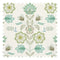 Floral Crewelwork Fabric in Blue and Greens
