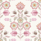 Floral Crewelwork Wallpaper in Pink and Green