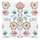 Floral Crewelwork Fabric in Red and Soft Blue