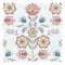 Floral Crewelwork Fabric in Red and Soft Blue