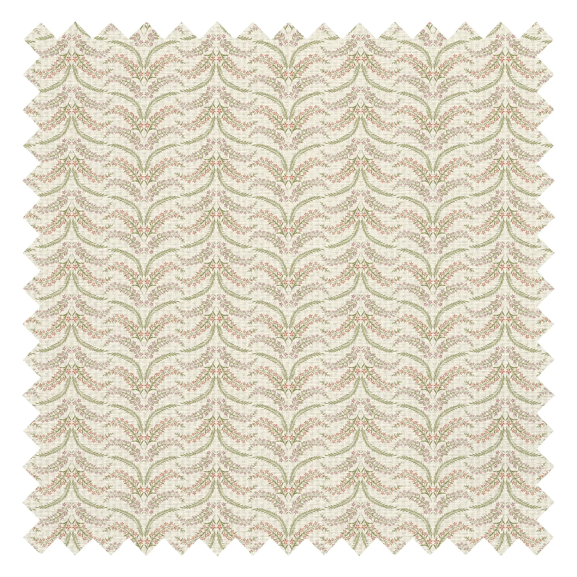 Floral Lattice Fabric in Pinks and Greens on Parchment Cream