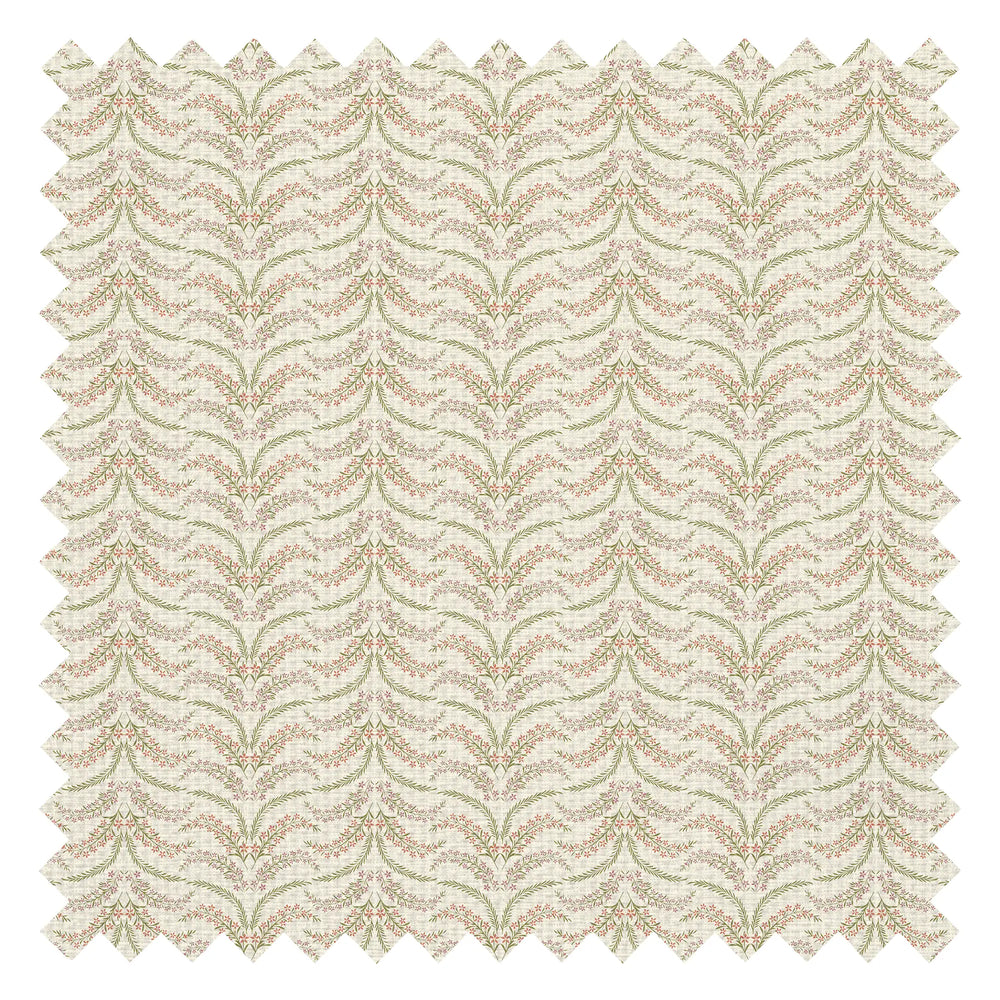 Floral Lattice Fabric in Pinks and Greens on Parchment Cream