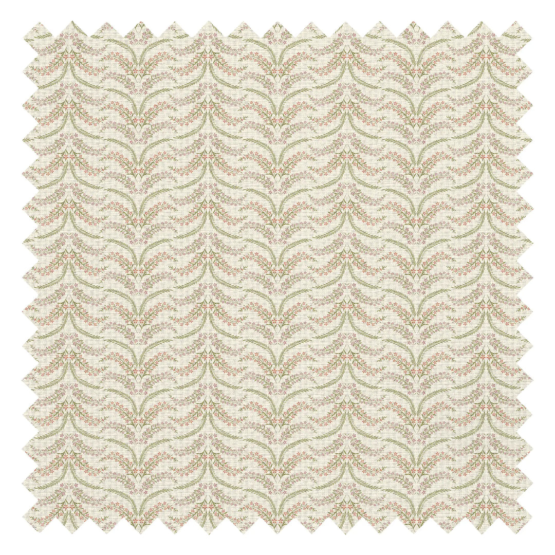 Floral Lattice Fabric in Pinks and Greens on Parchment Cream