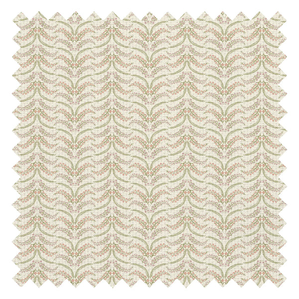Floral Lattice Fabric in Pinks and Greens on Parchment Cream