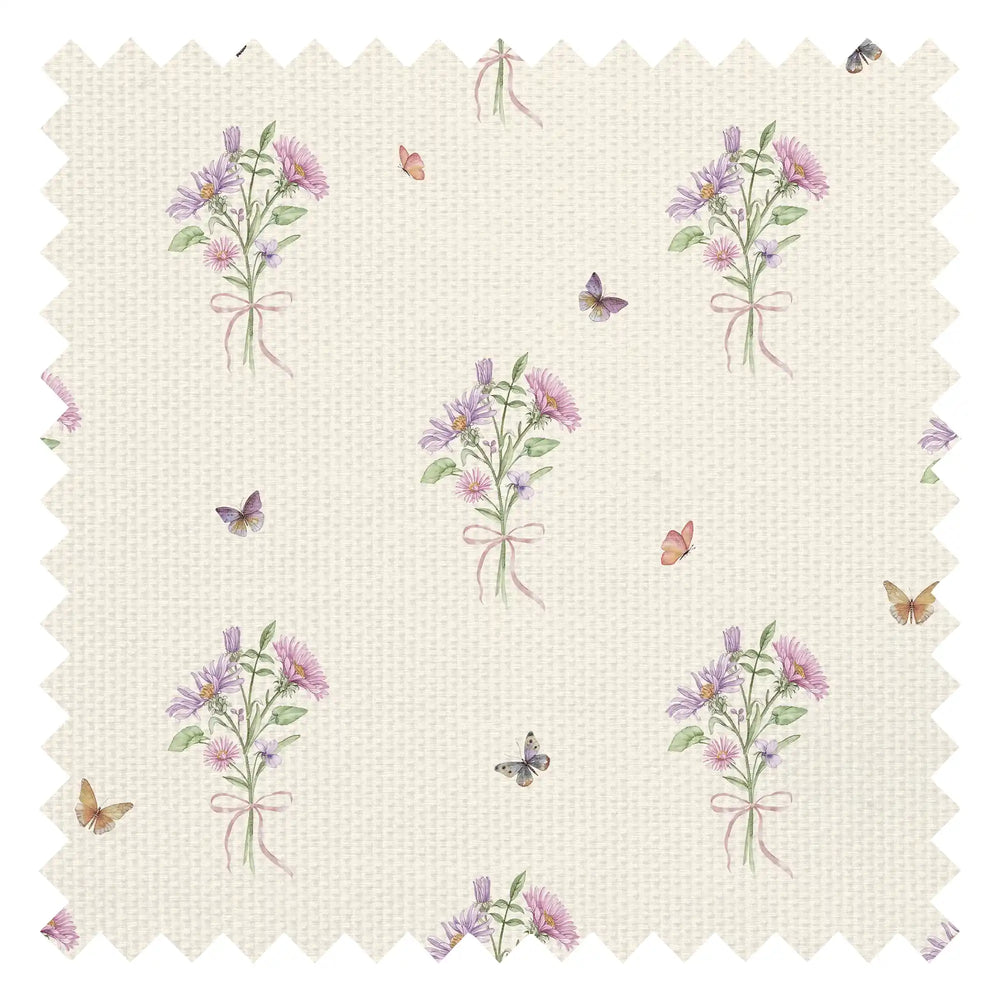 Floral Posy Flutter Fabric in Parchment Cream