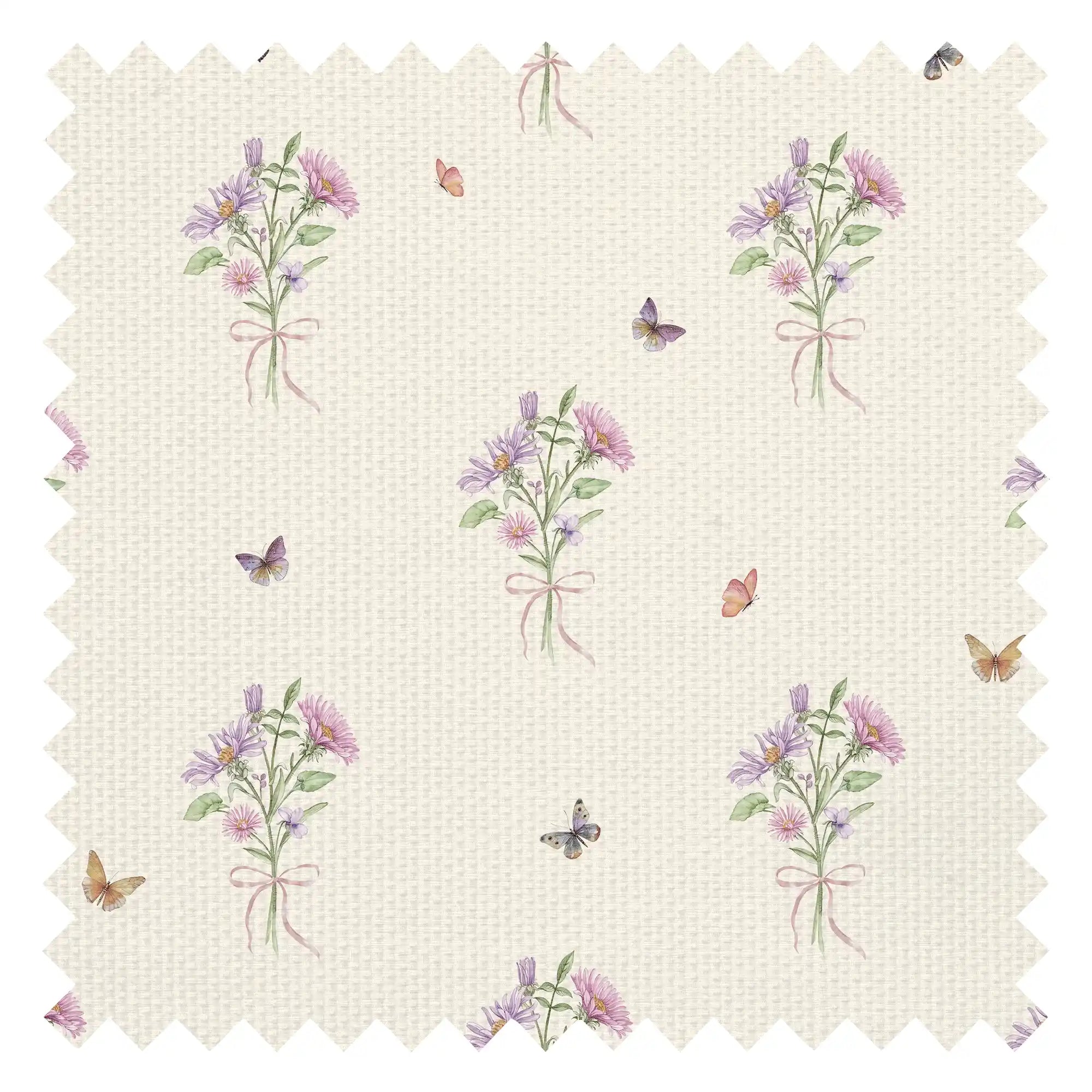 Floral Posy Flutter Fabric in Parchment Cream