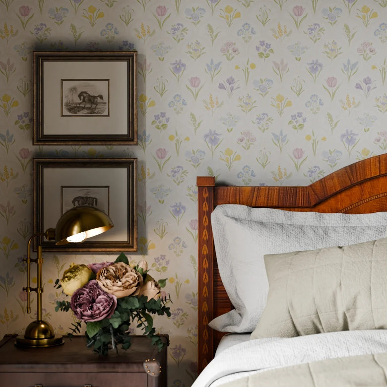 Flowers for Victoria Wallpaper in Country Pastels