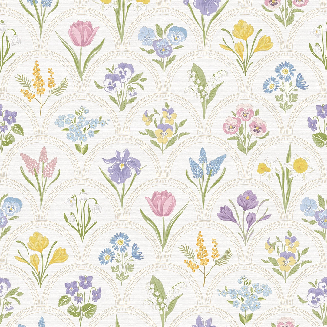 Sample of Flowers for Victoria Wallpaper in Country Pastels