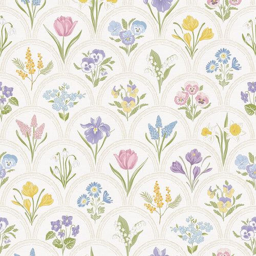 Sample of Flowers for Victoria Wallpaper in Country Pastels