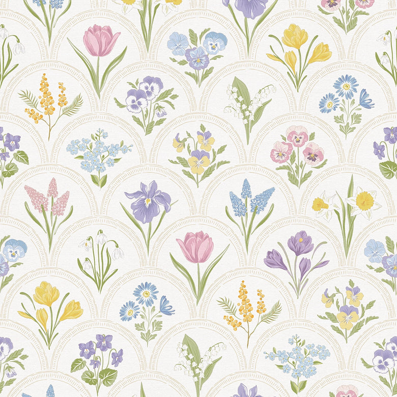 Flowers for Victoria Wallpaper in Country Pastels