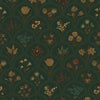 Flowers for Victoria Wallpaper in Rural Tones on Pine Green
