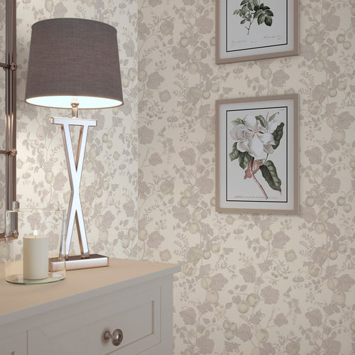 Forgotten Fruit Wallpaper in Vintage Cream and Vintage Grey