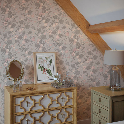 Forgotten Fruit Wallpaper in Violet Grey and Vintage Rose