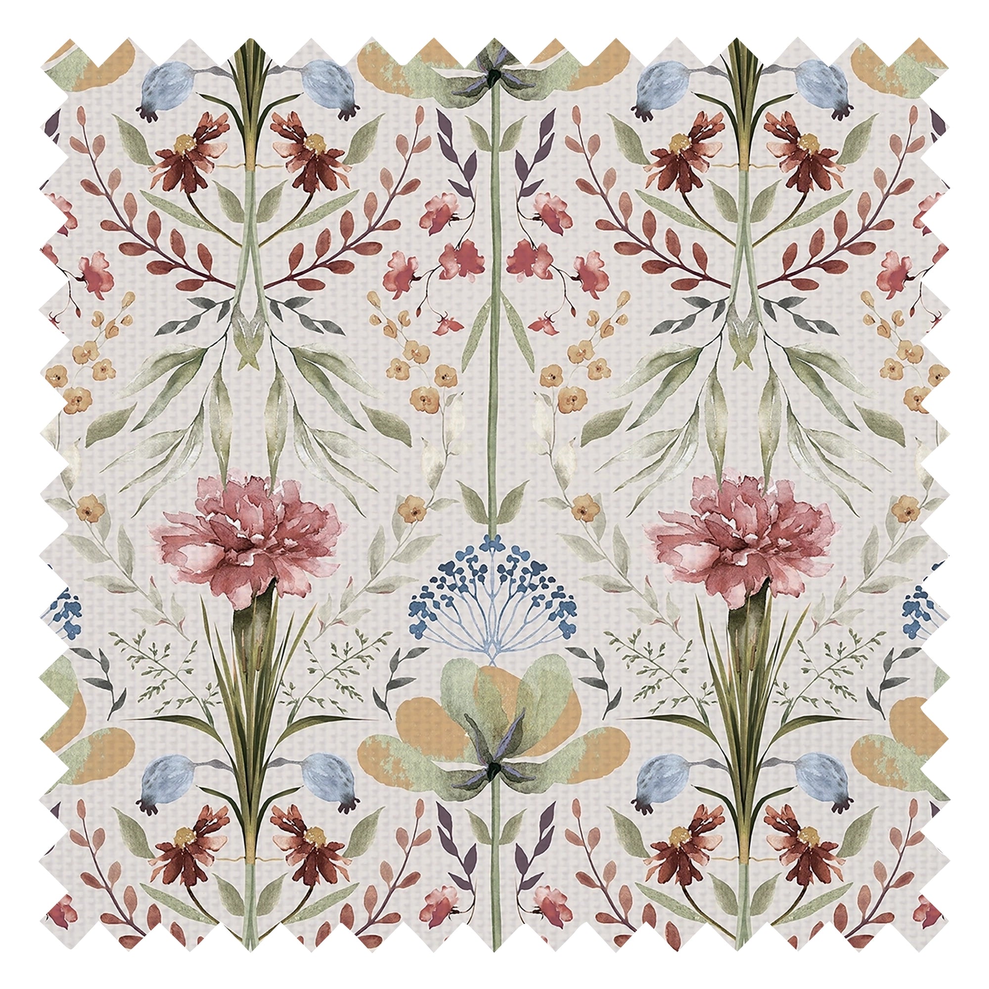 Frances Fabric in Autumn Hues on Vintage Cream
