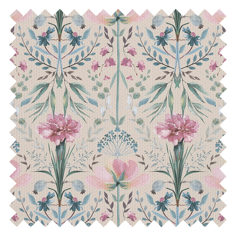 Frances Fabric in Spring Hues on Linen Cream