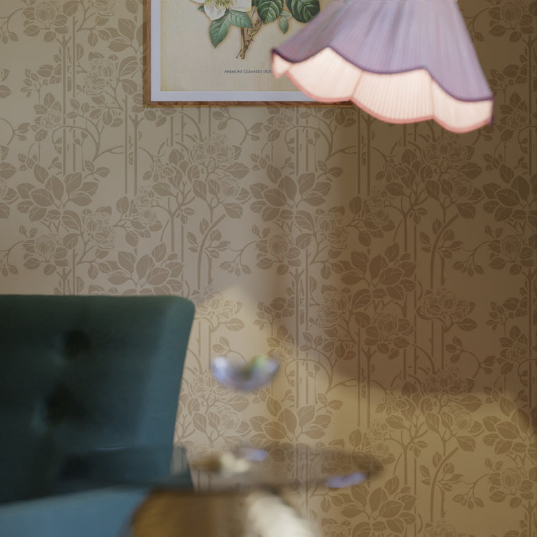 Garden Trellis Wallpaper in Ochre and Gold