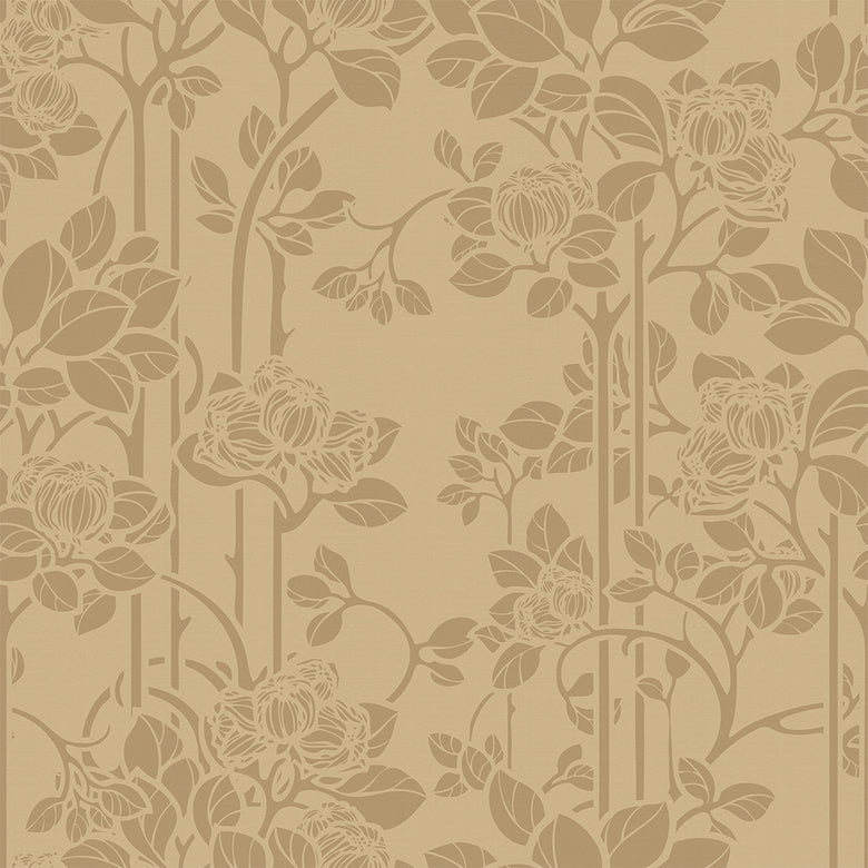 Garden Trellis Wallpaper in Ochre and Gold