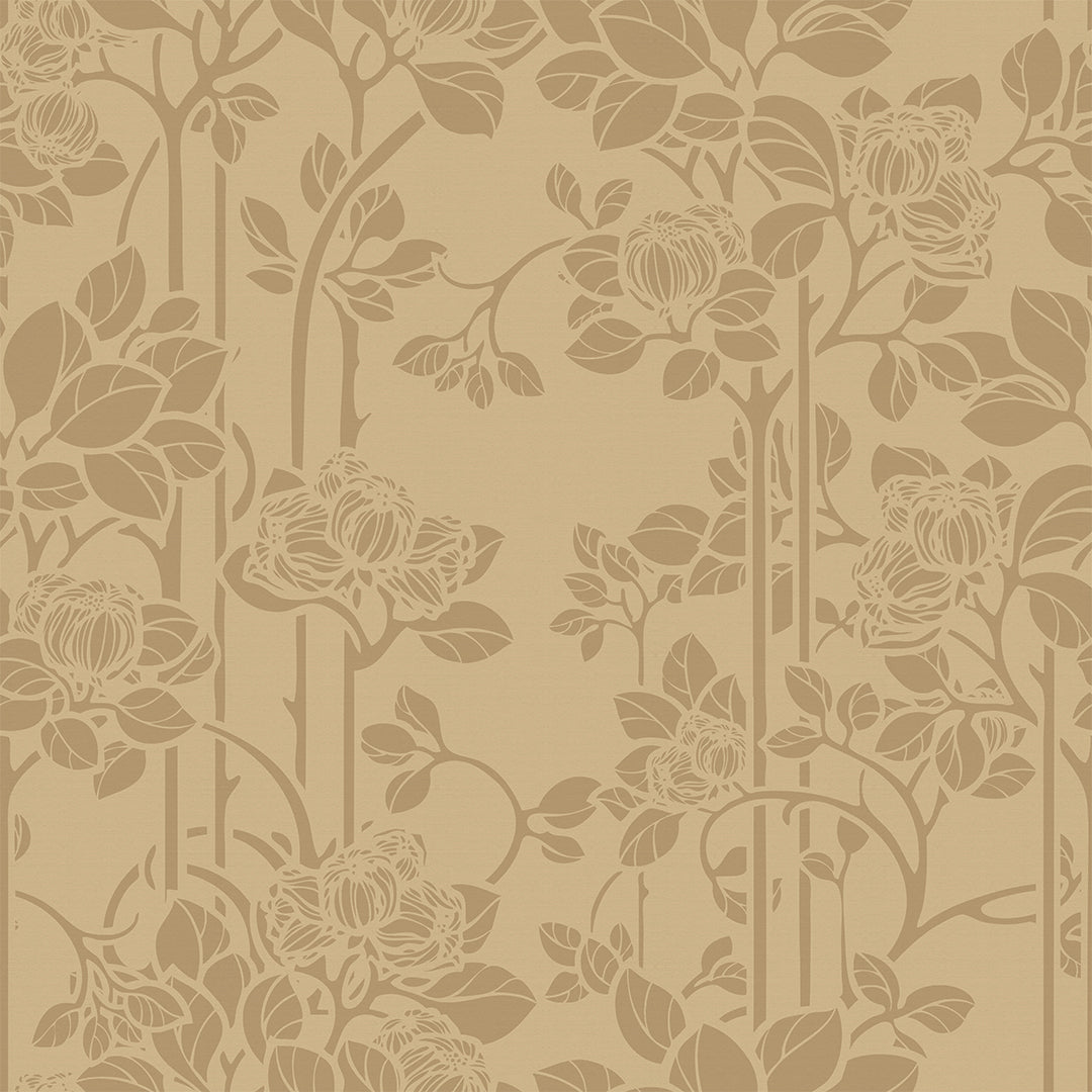 Sample of Garden Trellis Wallpaper in Ochre and Gold