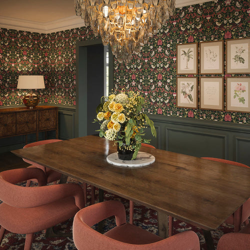 Garden Visitors Wallpaper in Guava on Castleton Green